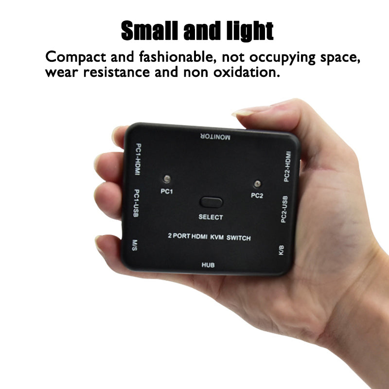 Computer Host HDMI 2 In 1 Out KVM Switch 2 Port Mouse Keyboard USB Print Share Device