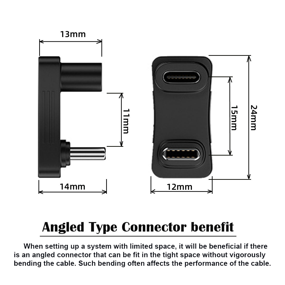 UC-068-OS 10Gbps USB3.0 Type C Male to Female Elbow U-shape Power Data Video Adapter