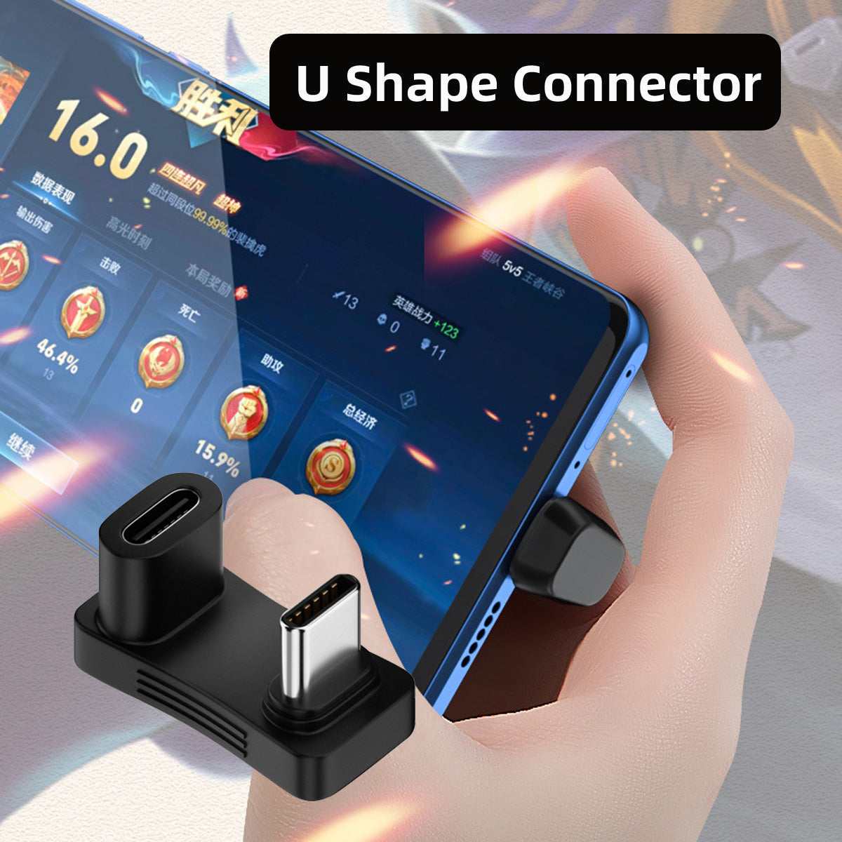 UC-068-OS 10Gbps USB3.0 Type C Male to Female Elbow U-shape Power Data Video Adapter