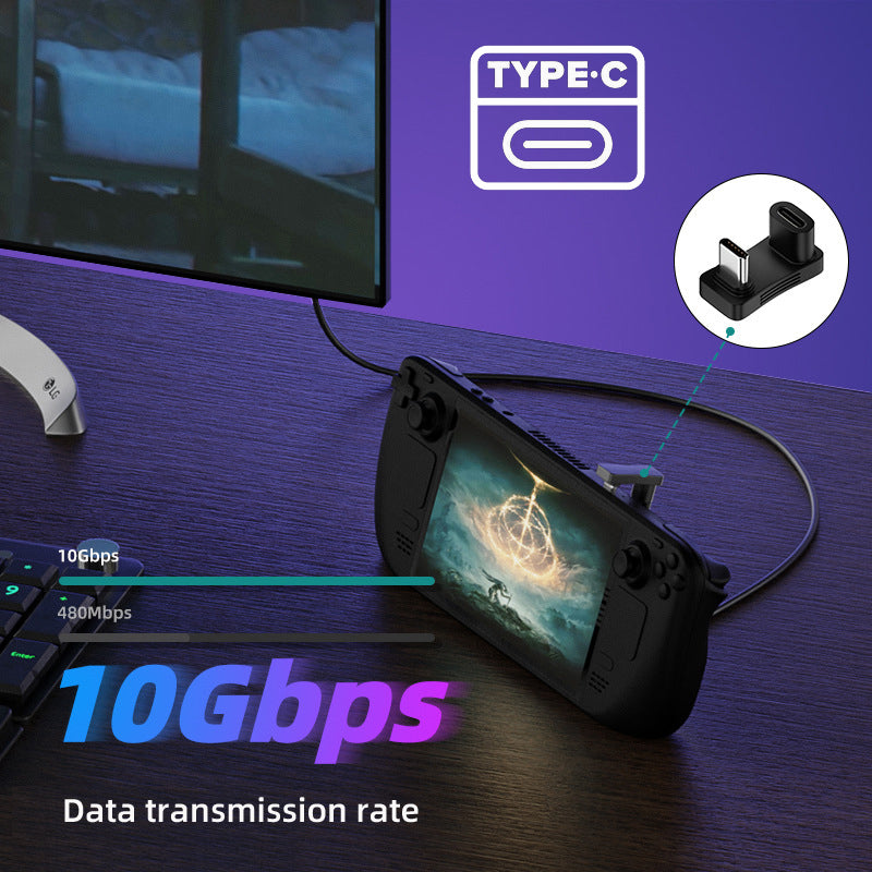 UC-068-OS 10Gbps USB3.0 Type C Male to Female Elbow U-shape Power Data Video Adapter