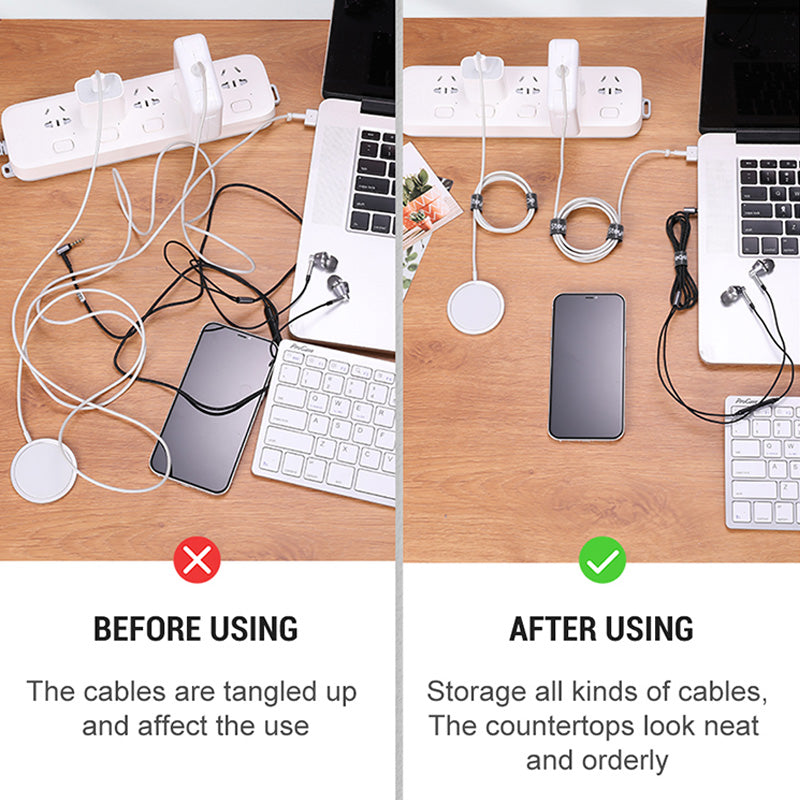 STOYOBE 3 Meters Magic Tape Sticky Hook and Loop Fastener Data Cable Organizer - Black