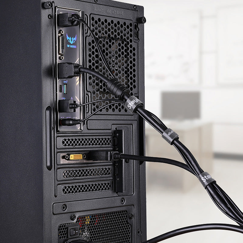 STOYOBE 3 Meters Magic Tape Sticky Hook and Loop Fastener Data Cable Organizer - Grey