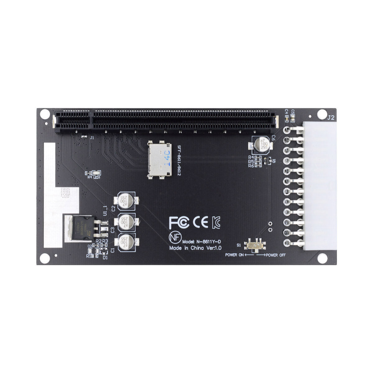SF-059 4x Oculink SFF-8612 SFF-8611 to PCIE PCI-Express 16x Adapter with ATX 24-Pin Power Port for Mainboard Graphics Card