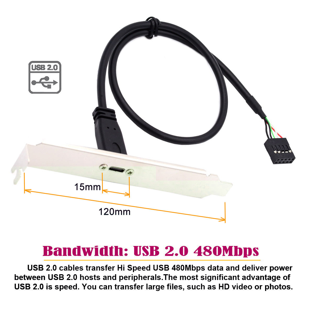 UC-138 Single Port USB 3.1 Type C USB-C Female to USB 2.0 Motherboard 9pin 10pin Header Cable
