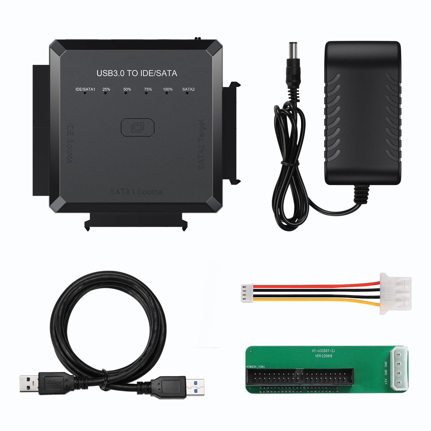 USB3.0 to IDE / SATA Converter Adapter with One-click Backup Function for 2.5" / 3.5" / 5.25" Hard Disk - EU Plug