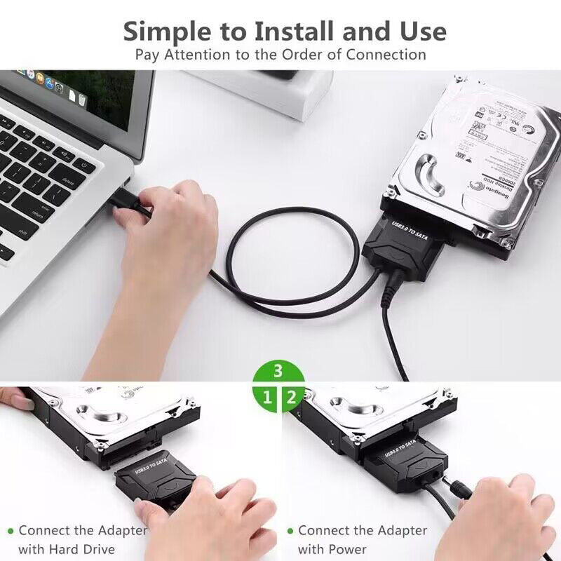 U3-027-OD USB 3.0 to Angled SATA 22 Pin Adapter Cable for 2.5", 3.5" Hard Disk Drive SSD for Desktop Laptop