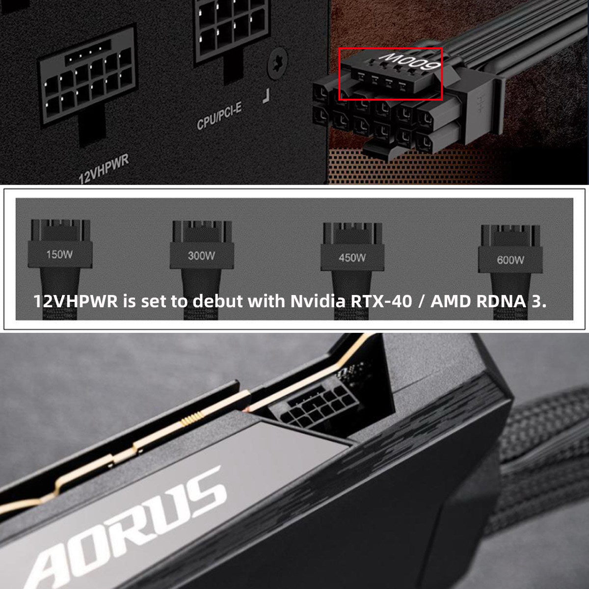 PW-036-UP 12VHPWR 360 Degree Angle Adapter PCI-E 5.0 1ATX3.0 16Pin 12P+4P Female to Male Adapter for 4080 5090TI Graphics Card