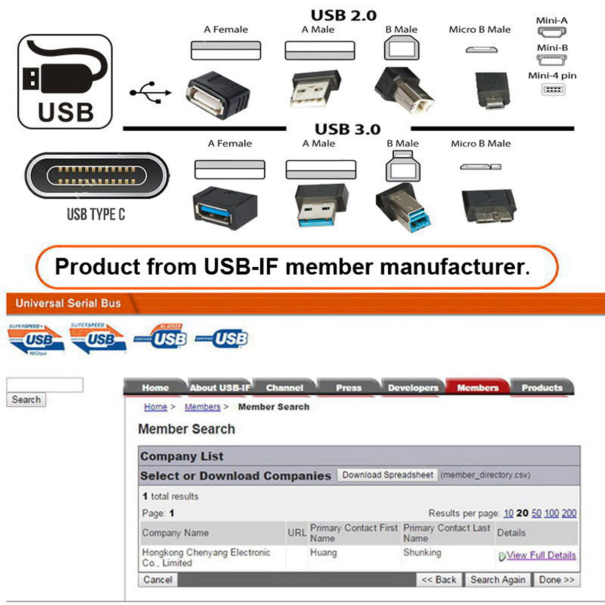 UC-070-TC003 USB 3.0 Type-A Male to USB 3.1 Type-C Male Adapter 10Gbps Connector for Laptop Tablet Phone