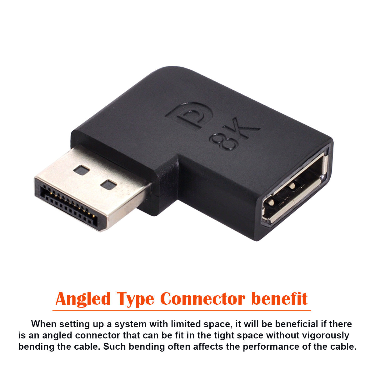 DP-036-8K06 DisplayPort 1.4 Male to DP Female Angled Converter 8K 60hz 7680*4320 Ultra HD Adapter for PC Laptop Monitor