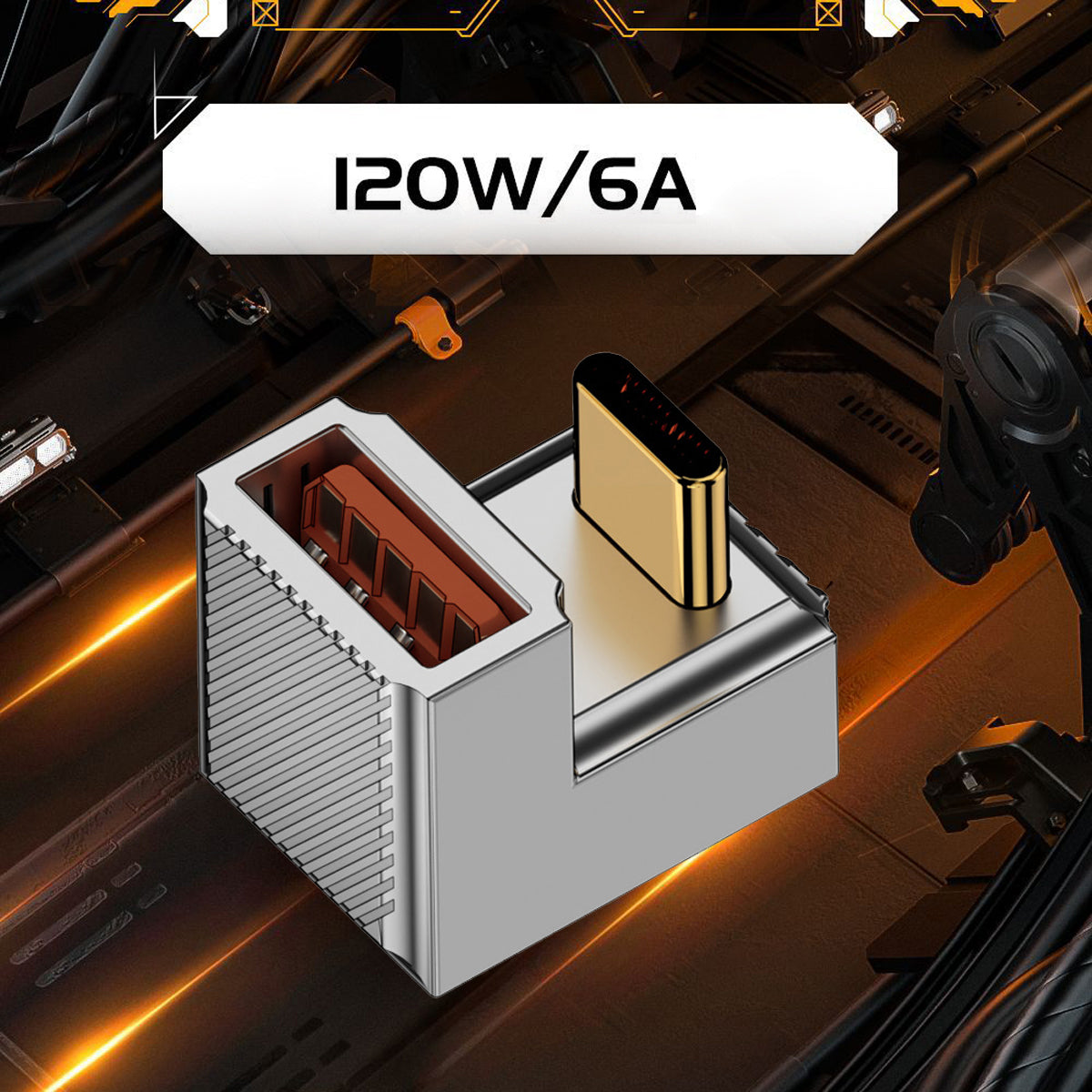 UC-017-OS USB 3.1 Type C Male to USB 3.0 A Female 10Gbps OTG Data 120W Power Opposite U Shape Back Angled Adapter