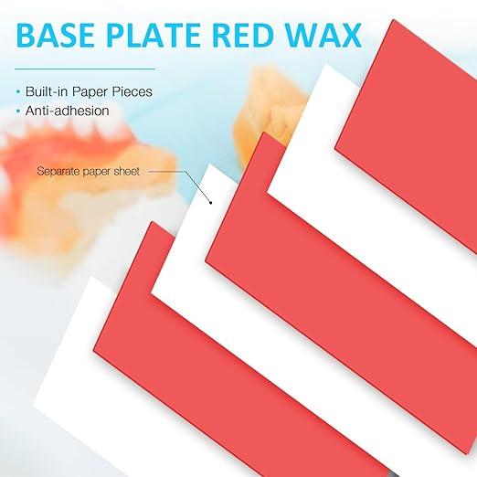 UNIQKART Dental Lab Base Plate Wax Orthodontic Base Plate Red Utility Wax Sheets Dental Supply