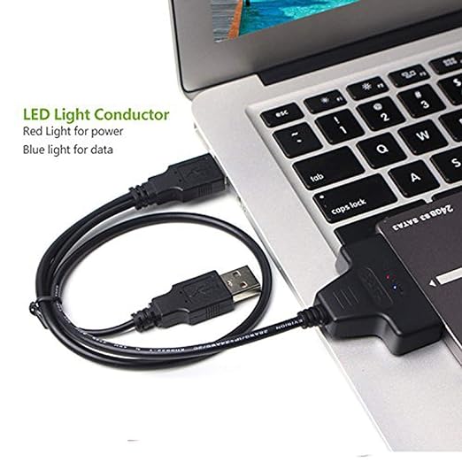 UNIQKART USB 2.0 to 2.5" Laptop SATA 22P Hard Drive HDD Adapter Cable Converter - Also Reads 2.5 inch S-ata SSD Drives Through USB 2.0