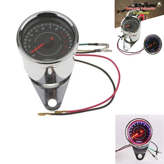 Generic universal silver metal motorcycle tachometer gauge 0-13000 rpm