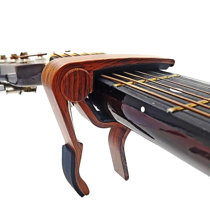 UNIQKART Guitar Capo for 6-String Acoustic Electric Guitars, Quick Change for U-kulele B-anjo Man-dolin Bass with 5 Free Picks, Rosewood