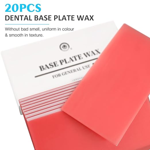UNIQKART Dental Lab Base Plate Wax Orthodontic Base Plate Red Utility Wax Sheets Dental Supply