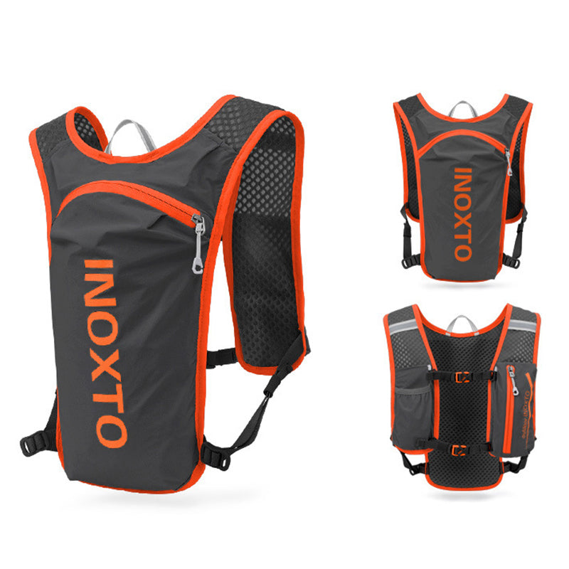 Outdoor Inoxto 591 5L Outdoor Sports Backpack Running Cycling Breathable Dual Shoulder Bag - Dark Grey / Orange