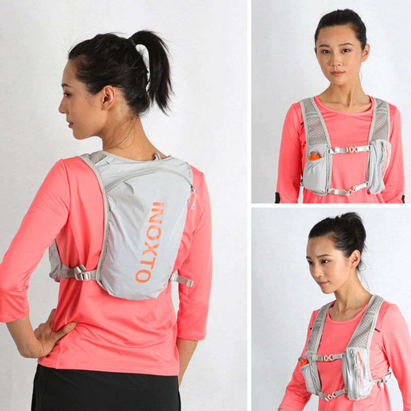 Outdoor Inoxto 591 5L Outdoor Sports Backpack Running Cycling Breathable Dual Shoulder Bag - Dark Grey / Orange