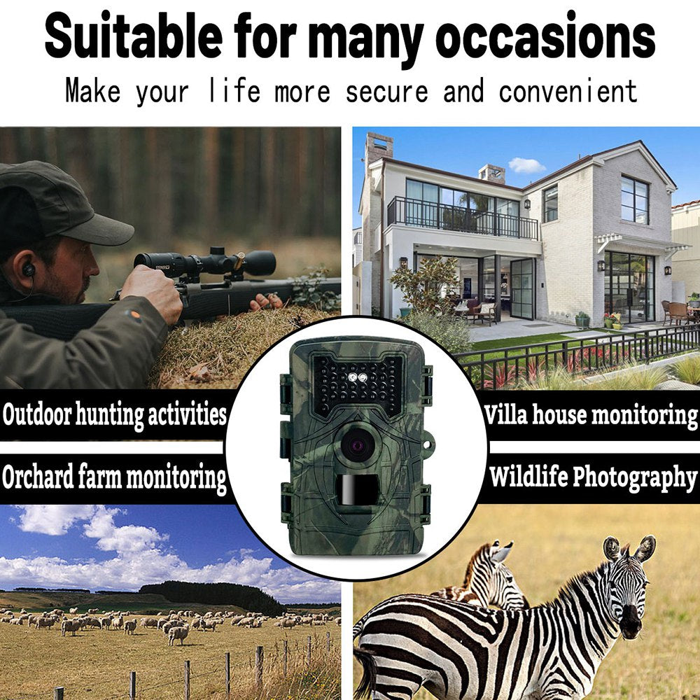 PR2000 1080P 36MP Trail Camera IP54 Waterproof Hunting Camera Motion Sensor 0.2-0.6s Trigger Time for Wildlife Monitoring