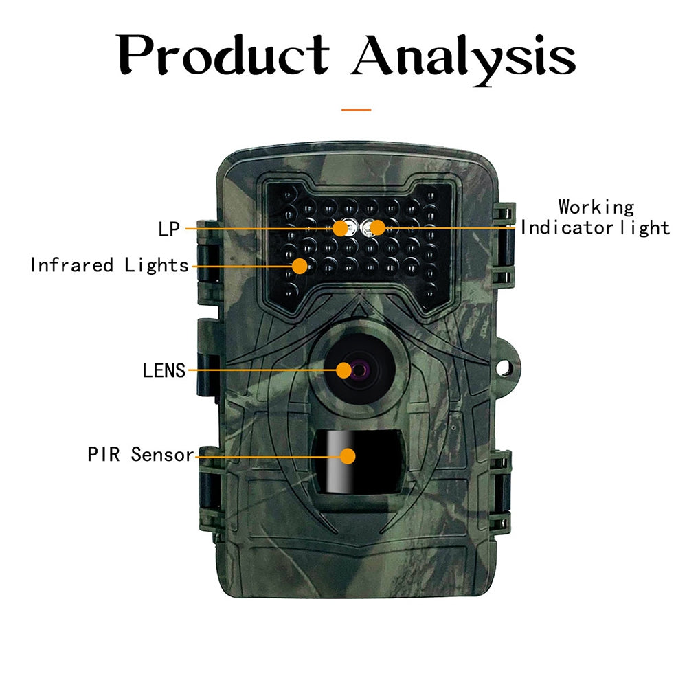 PR2000 1080P 36MP Trail Camera IP54 Waterproof Hunting Camera Motion Sensor 0.2-0.6s Trigger Time for Wildlife Monitoring