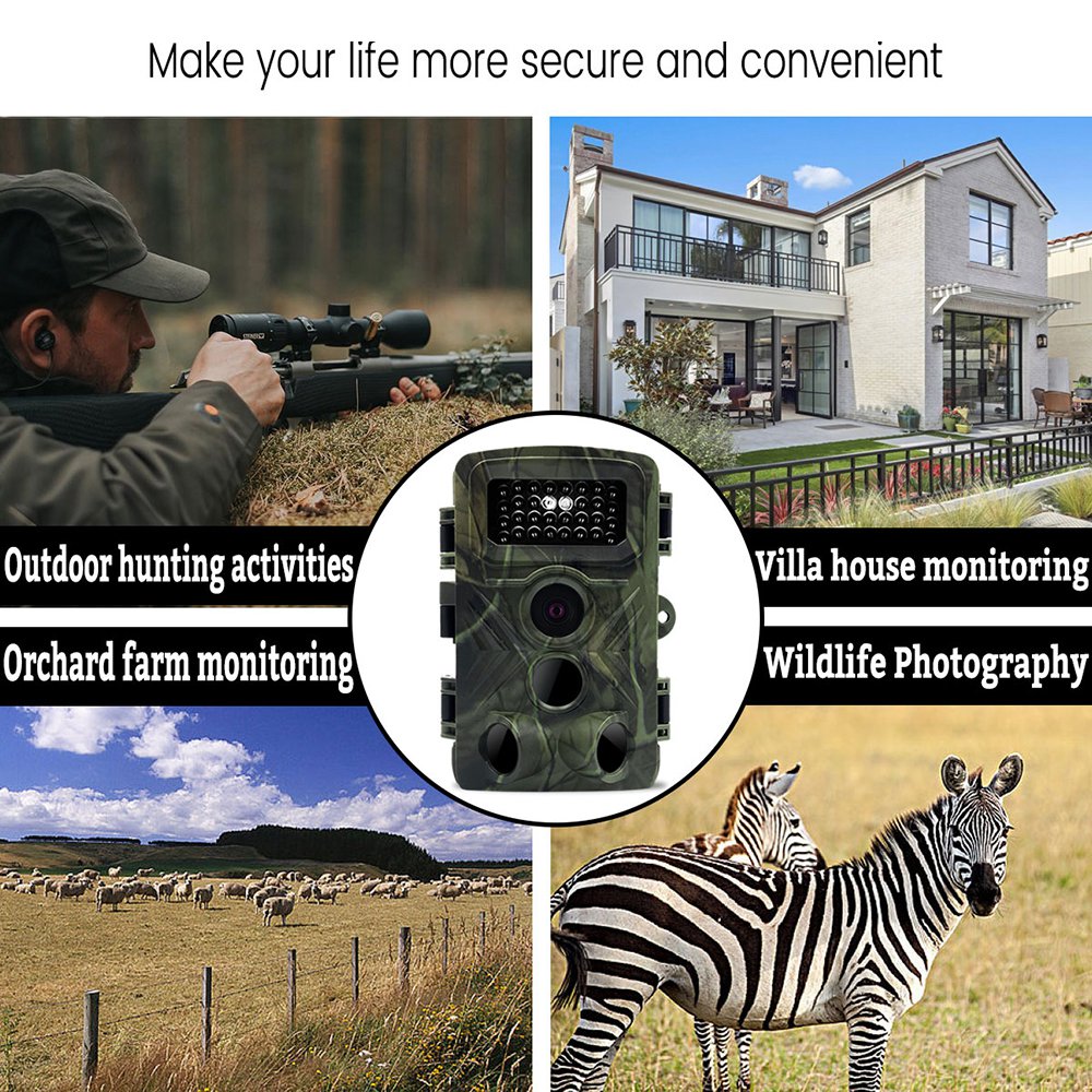 PR3000 2.0-Inch Screen Outdoor Hunting Camera 3 Infrared Sensors 36MP 1080P HD Waterproof Outdoor Adventure Mini Cam