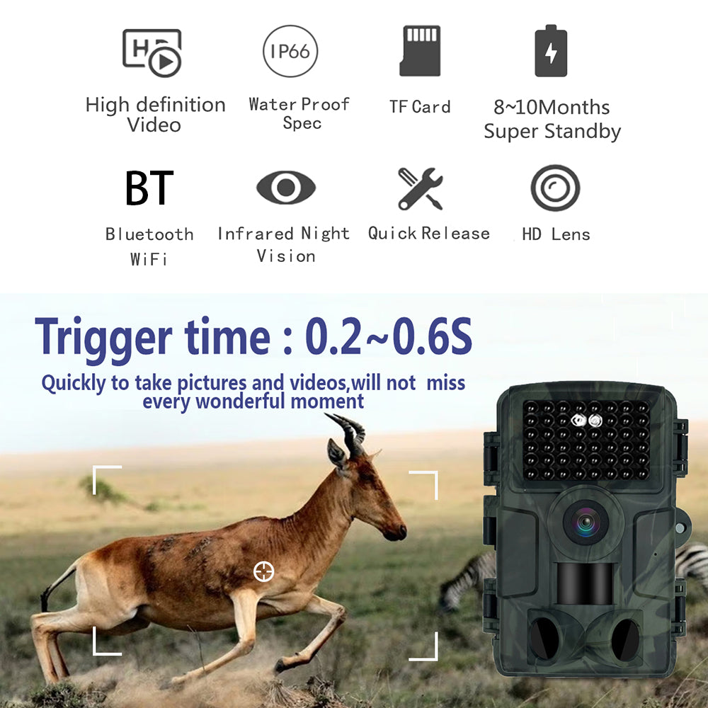 PR4000 Outdoor Mini Bluetooth WiFi Hunting Camera 1080P Waterproof Adventure 32MP Camera with Built-in 3 Sensors