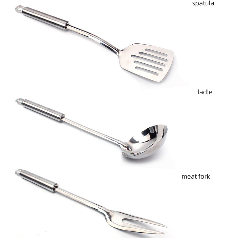 CLS 7Pcs / Set Outdoor Camping BBQ Cookware Spatula Cutting Board Knife Fork Spoon Scissors with Storage Bag (BPA Free, No FDA Certificate) - Coffee