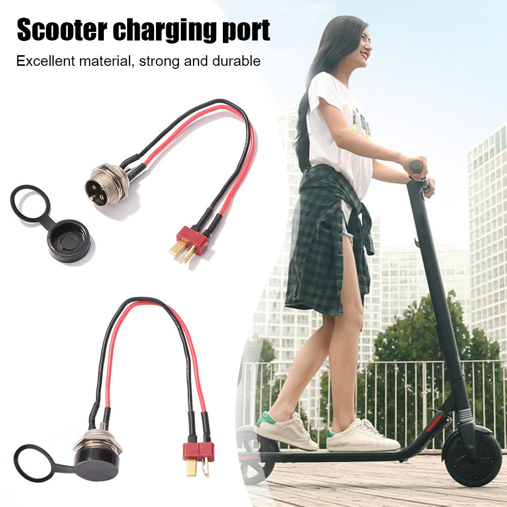 Uniqkart for KUGOO M4 10inch Electric Scooter Charging Interface Power Cable Charging Socket Port Plug - T Head