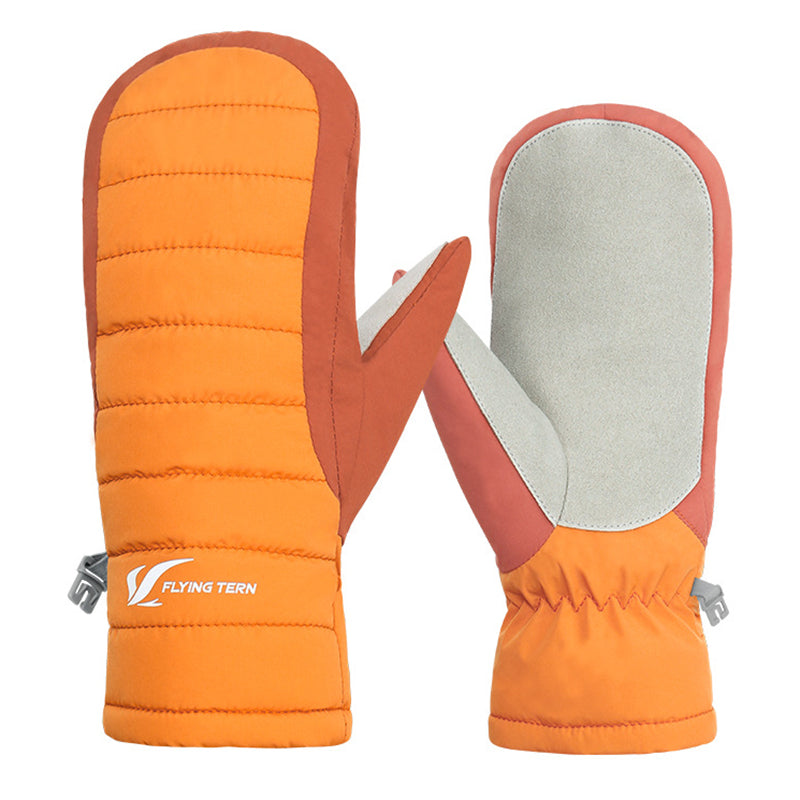 FLYINGTERN One Pair Kid's Waterproof Warm Winter Snow Ski Gloves Cold Weather Gloves for Boys and Girls - Yellow