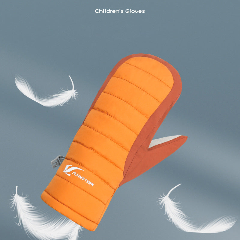 FLYINGTERN One Pair Kid's Waterproof Warm Winter Snow Ski Gloves Cold Weather Gloves for Boys and Girls - Blue