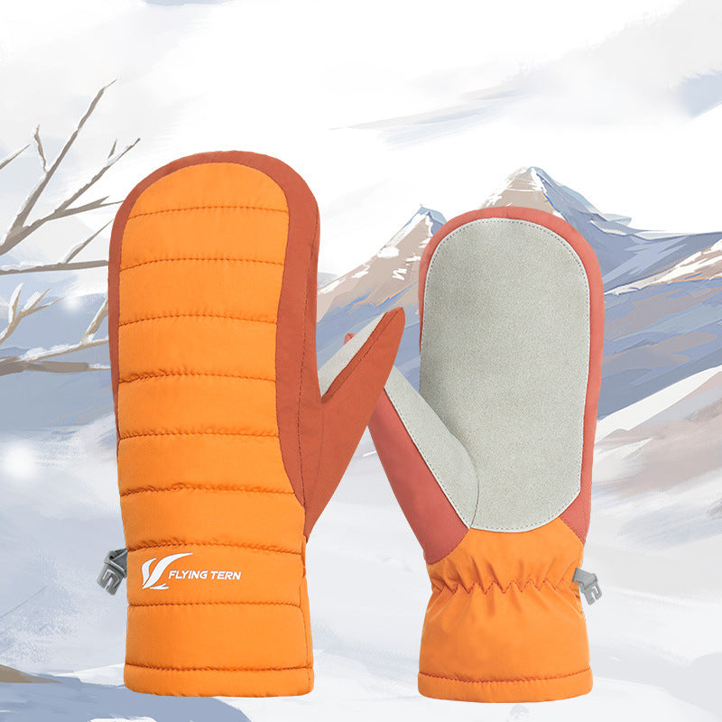 FLYINGTERN One Pair Kid's Waterproof Warm Winter Snow Ski Gloves Cold Weather Gloves for Boys and Girls - Silver