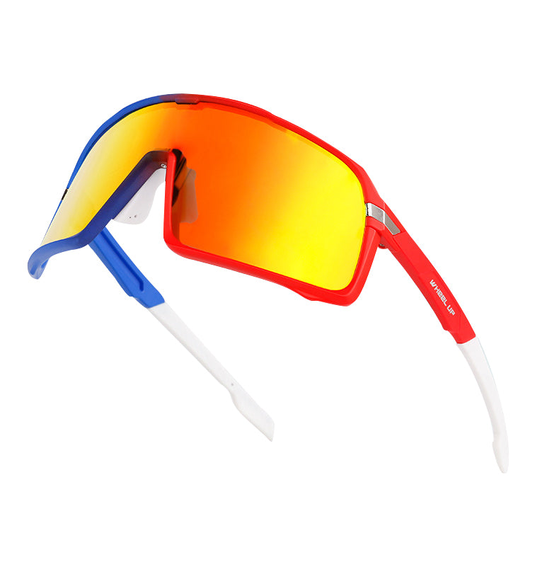 WHEEL UP Large Frame Anti-UV Cycling Sunglasses Polarized Eyeglasses Riding Eyewear - Red / Blue