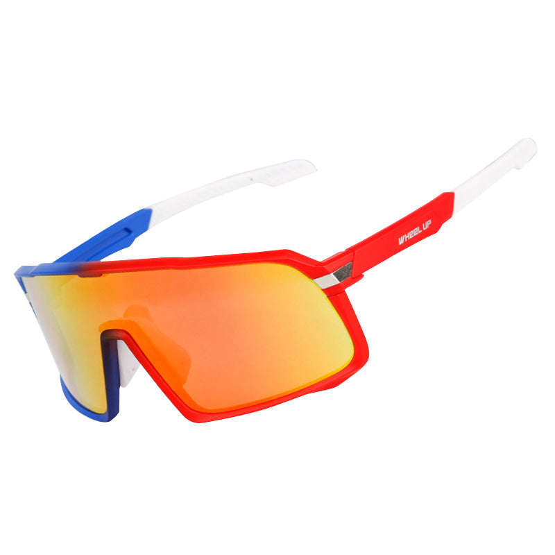 WHEEL UP Large Frame Anti-UV Cycling Sunglasses Polarized Eyeglasses Riding Eyewear - Red / Blue