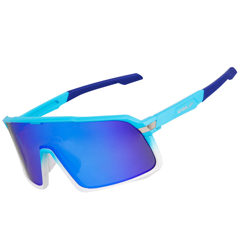 Large Frame Anti-UV Cycling Sunglasses Polarized Eyeglasses Riding Eyewear - Blue / White