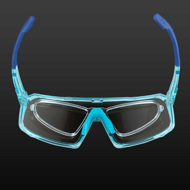 Large Frame Anti-UV Cycling Sunglasses Polarized Eyeglasses Riding Eyewear - Blue / White