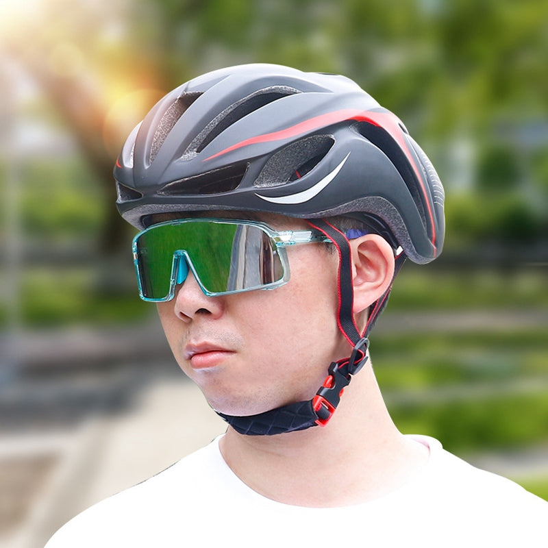 Large Frame Anti-UV Cycling Sunglasses Polarized Eyeglasses Riding Eyewear - Blue / White