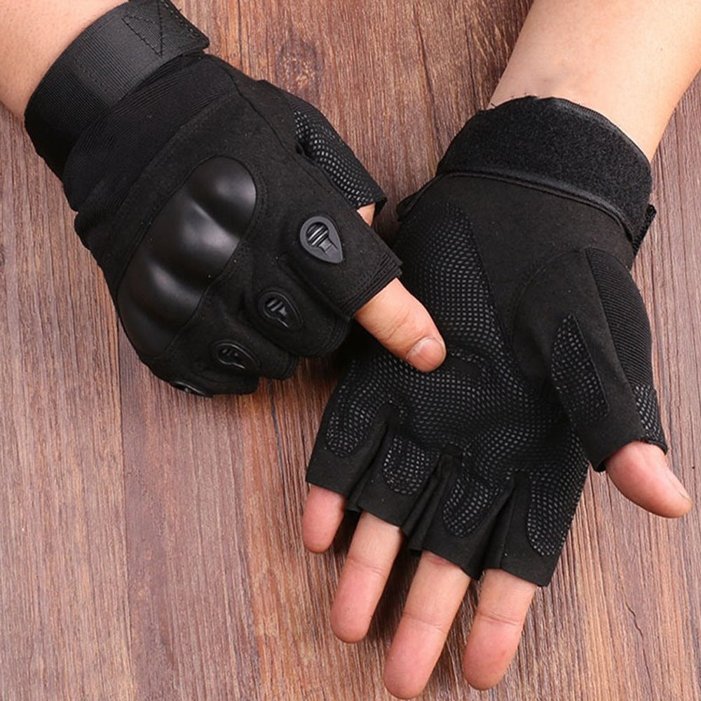 One Pair Cycling Gloves Mountain Bike Gloves with Hard Shell Outdoor Half Finger Workout Gloves Cycling Equipment - Black/L