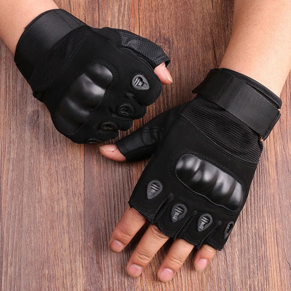 One Pair Cycling Gloves Mountain Bike Gloves with Hard Shell Outdoor Half Finger Workout Gloves Cycling Equipment - Black/XL