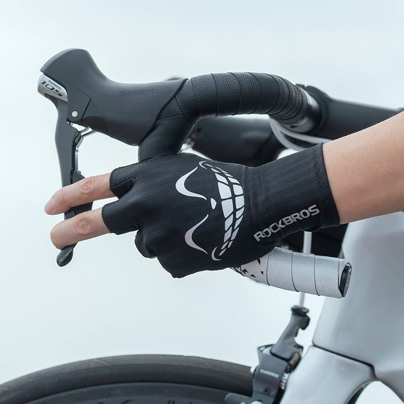 Rockbros S295 1 Pair Cycling Half Finger Gloves Unisex Shock-absorbing Breathable Bike Bicycle Gloves - Black/XL