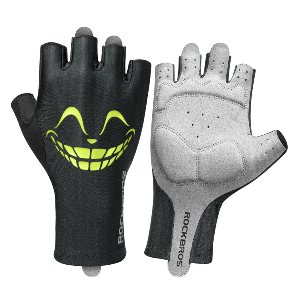 Rockbros S295 1 Pair Cycling Half Finger Gloves Unisex Shock-absorbing Breathable Bike Bicycle Gloves - Green/L