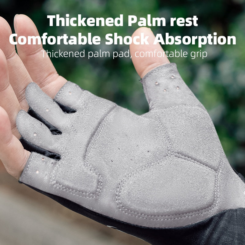 Rockbros S295 1 Pair Cycling Half Finger Gloves Unisex Shock-absorbing Breathable Bike Bicycle Gloves - Green/XL