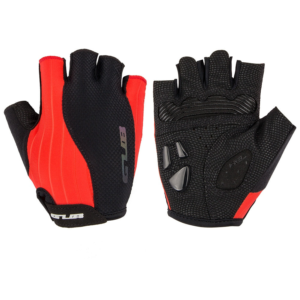 S026 Half Finger Cycling Gloves Teenager Mountain Road Bike Bicycle Breathable Non-slip Gloves - Red / S