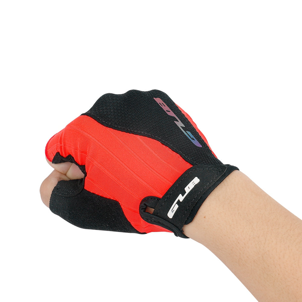 S026 Half Finger Cycling Gloves Teenager Mountain Road Bike Bicycle Breathable Non-slip Gloves - Red / S