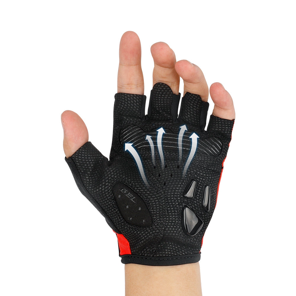 S026 Half Finger Cycling Gloves Teenager Mountain Road Bike Bicycle Breathable Non-slip Gloves - Red / L