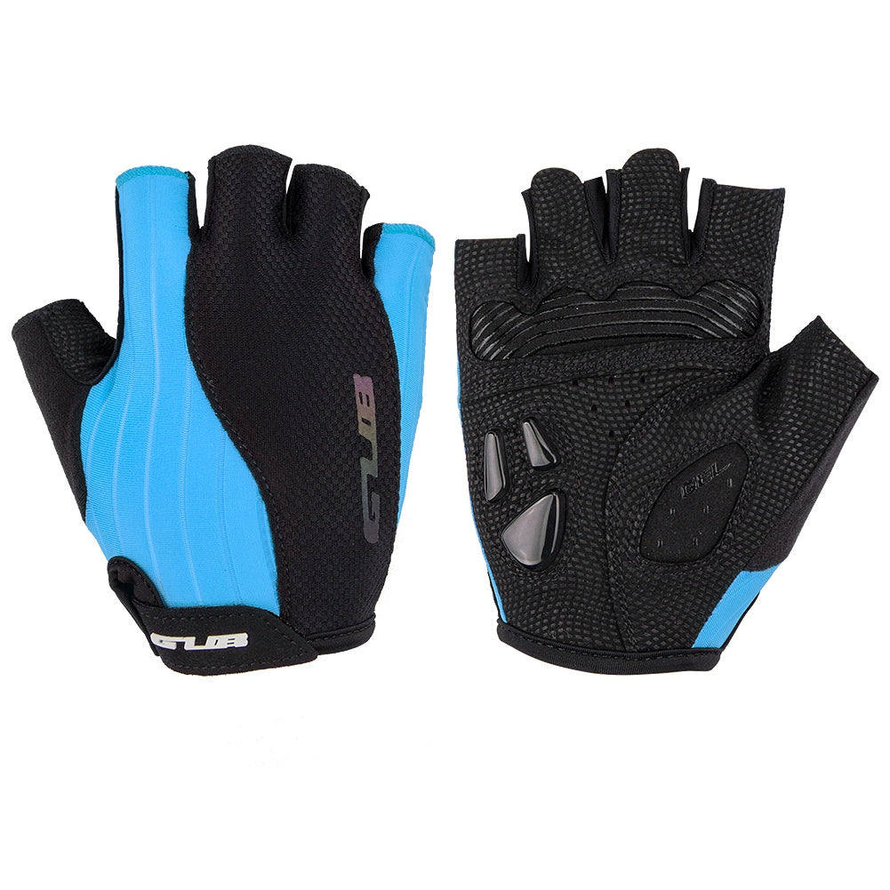 S026 Half Finger Cycling Gloves Teenager Mountain Road Bike Bicycle Breathable Non-slip Gloves - Blue / M
