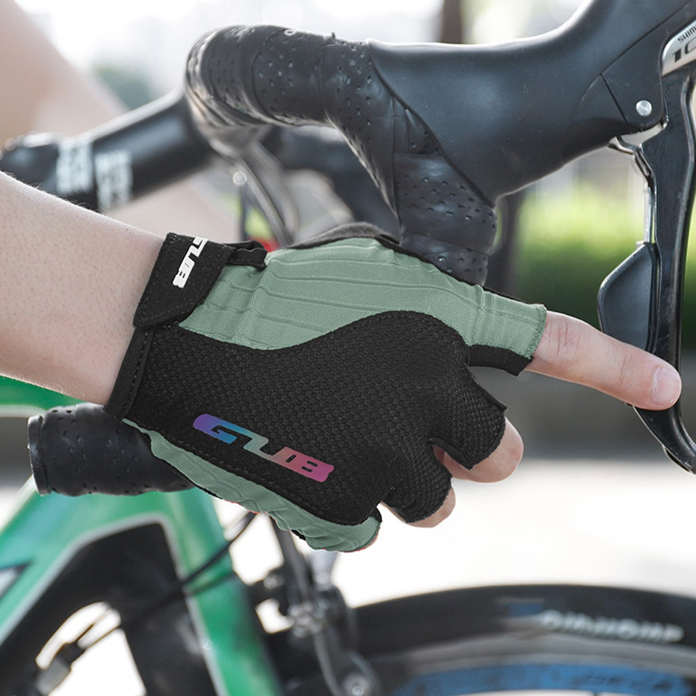 S026 Half Finger Cycling Gloves Teenager Mountain Road Bike Bicycle Breathable Non-slip Gloves - Black / S