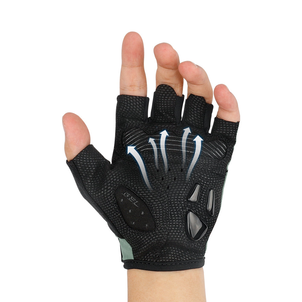 S026 Half Finger Cycling Gloves Teenager Mountain Road Bike Bicycle Breathable Non-slip Gloves - Black / M