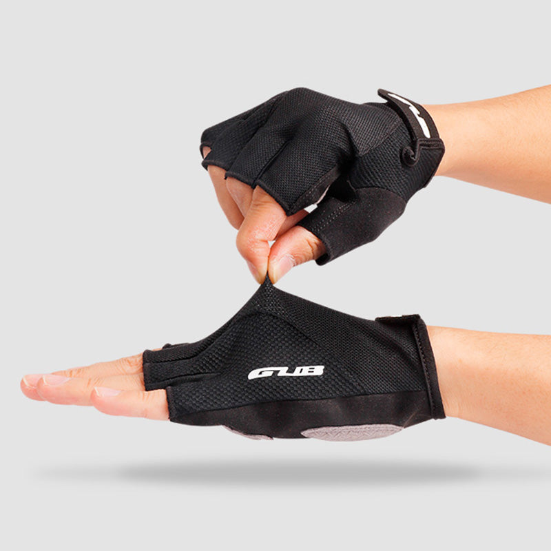 S056 1Pair Half Finger Bicycle Gloves Wear-resistant Anti-slip Gloves Breathable Hands Protective Gear for Cycling Riding - Navy Blue / L