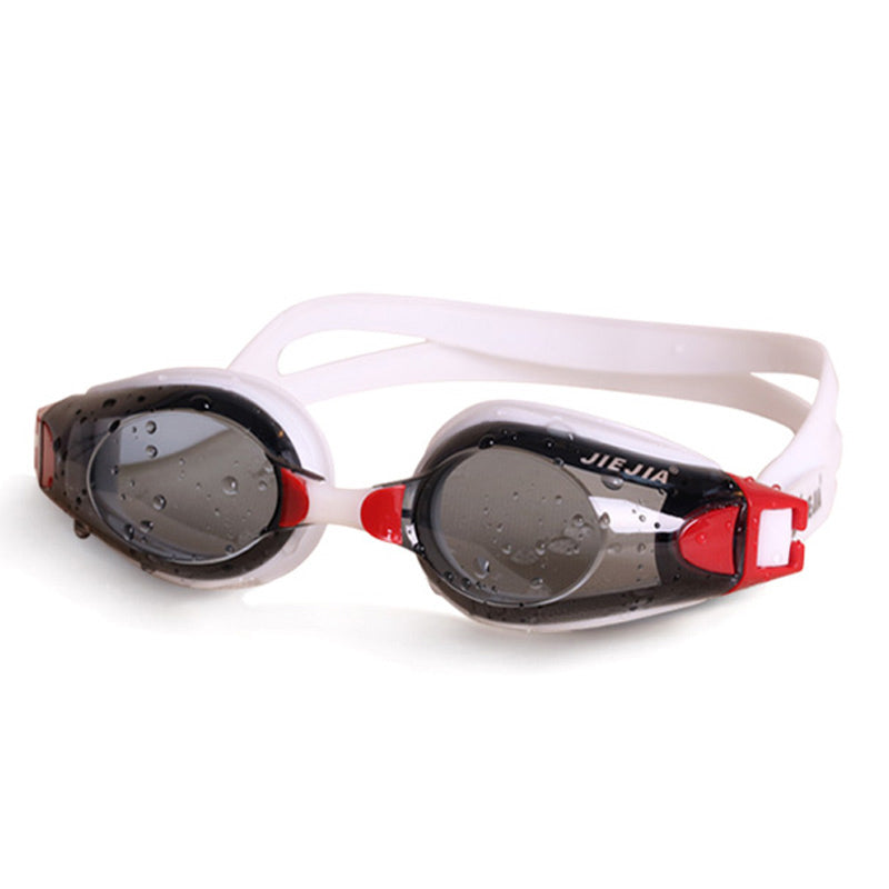 Jiejia AH100 Swimming Goggles Waterproof HD Glasses Anti-Fog Eyeglasses - Red / White