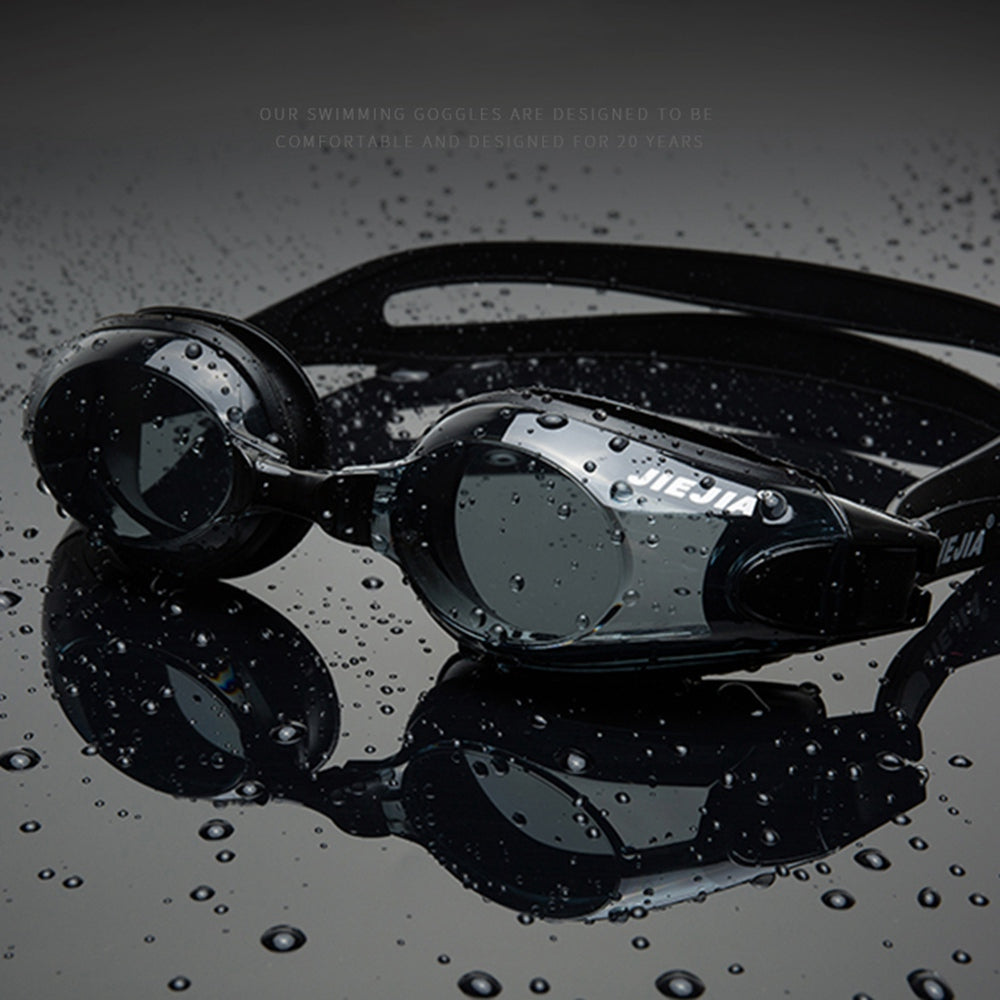 JIEJIA AH100 Adult Swimming Goggles Waterproof HD Glasses Anti-Fog Eyeglasses - Black / Grey