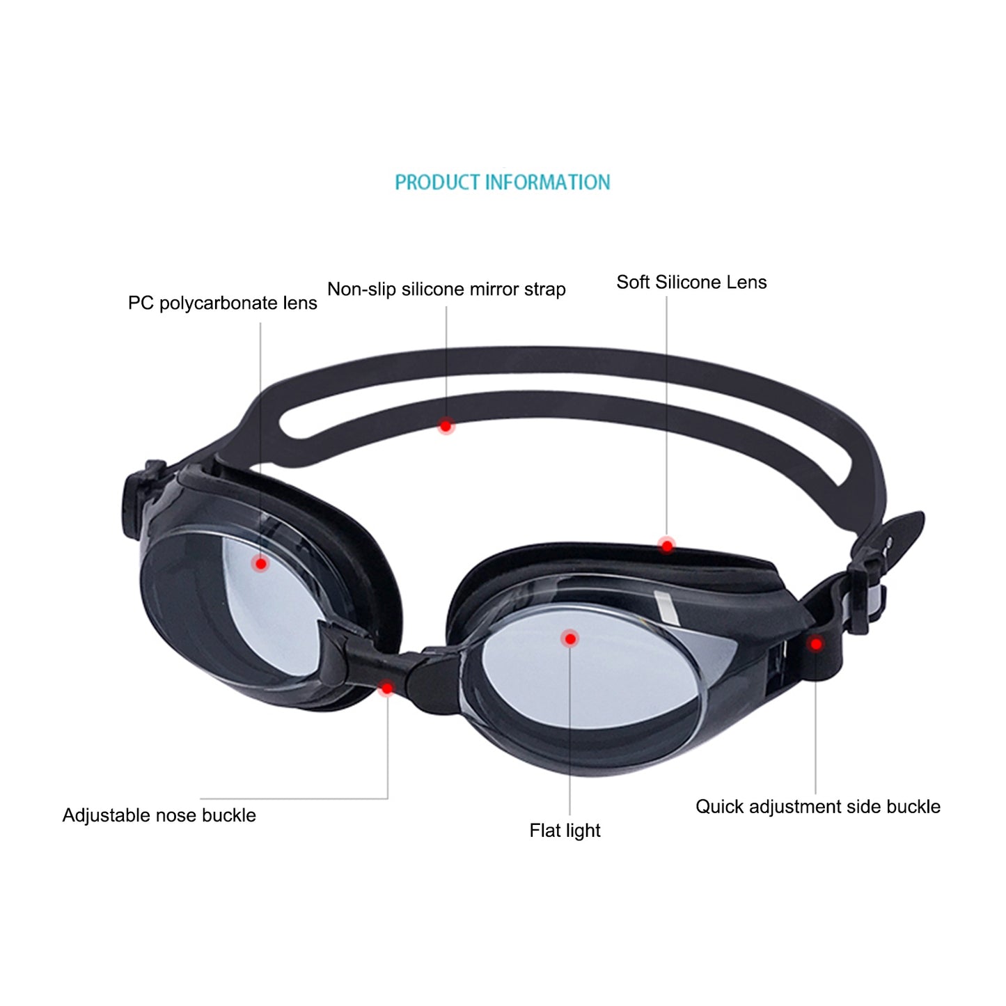 Jiejia AM100 Swimming Goggles HD Waterproof Glasses Anti-Fog Anti-UV Eyeglasses - Red / Yellow